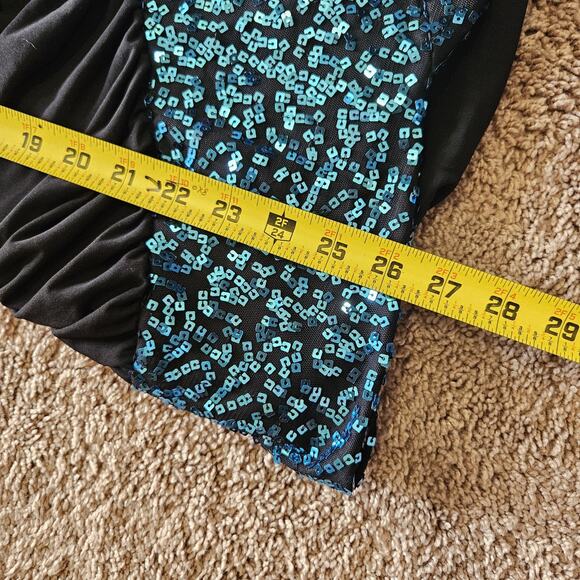 Vtg Y2K 90s Deb Strapless Mini Dress Size L Blue Sequin Bodycon Party HOCO Club - Picture 10 of 11